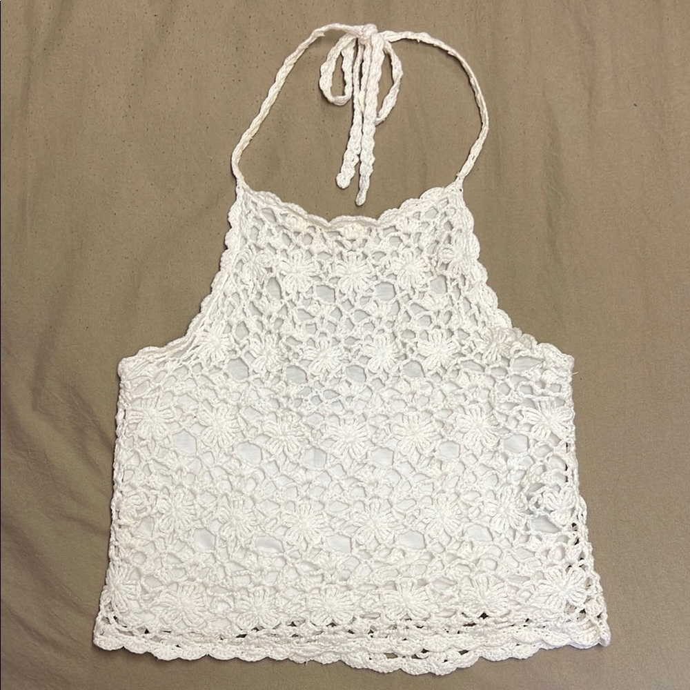 Full Tilt White Cropped Backless Tank Top